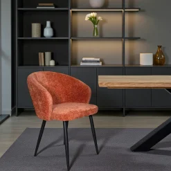 Chaise dossier rond tissu terracotta (lot de 2) IENA