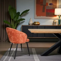 Chaise dossier rond tissu terracotta (lot de 2) IENA