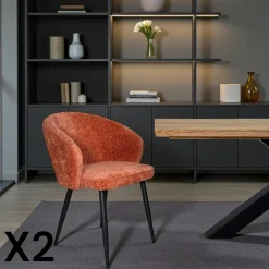Chaise dossier rond tissu terracotta (lot de 2) IENA