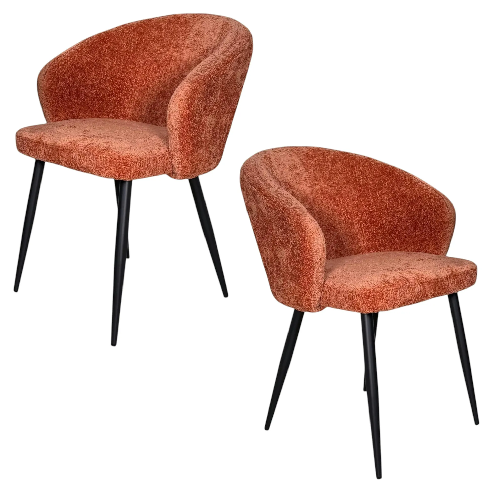 Chaise dossier rond tissu terracotta (lot de 2) IENA
