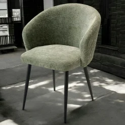 Chaise dossier rond tissu vert (lot de 2) IENA