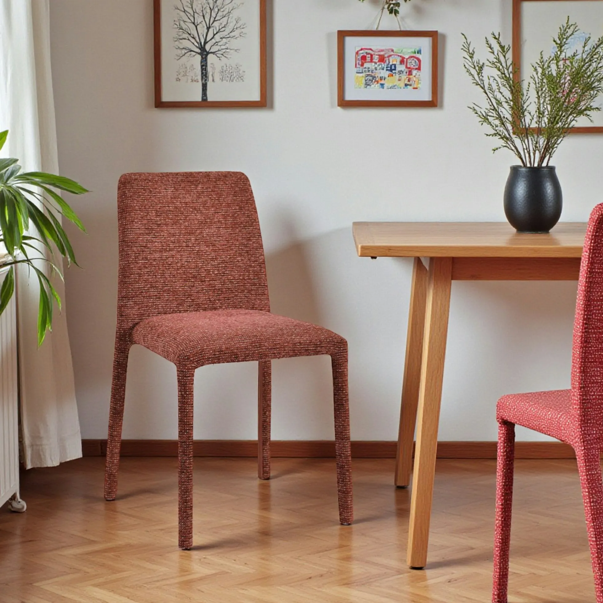 Chaise empilable bordeaux en tissu (lot de 2) ESSEN