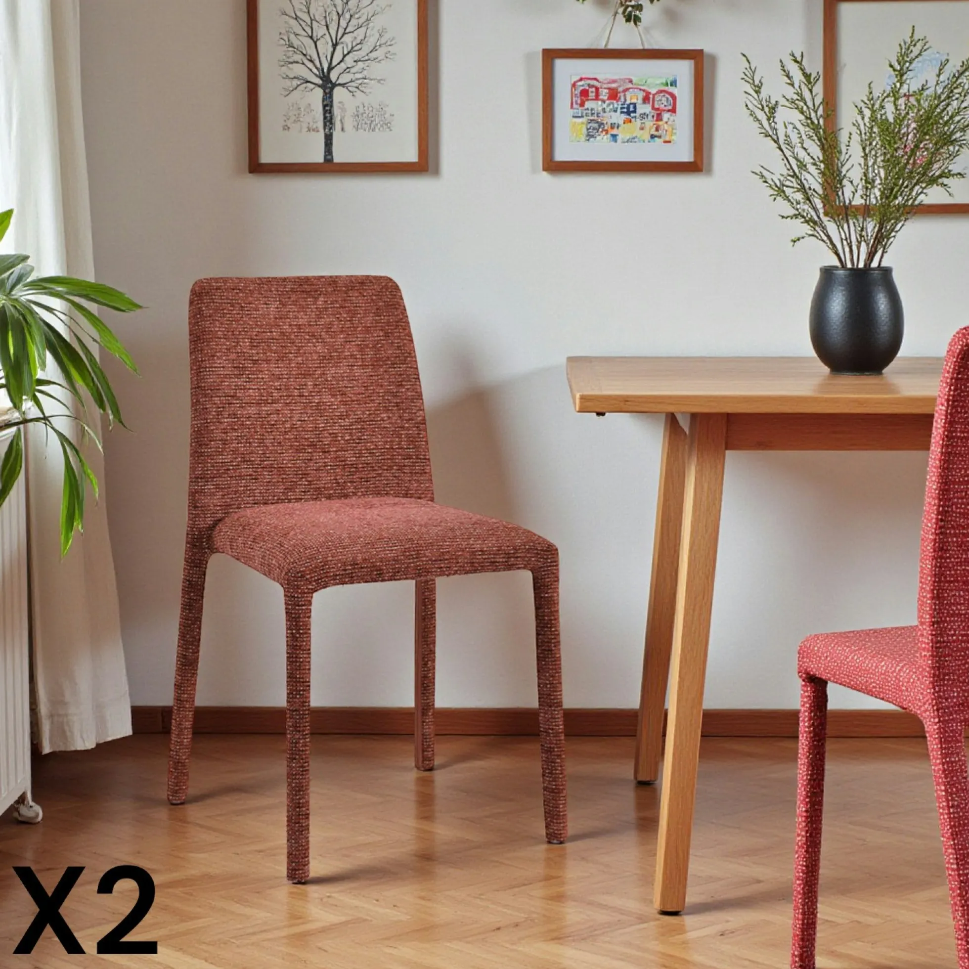 Chaise empilable bordeaux en tissu (lot de 2) ESSEN