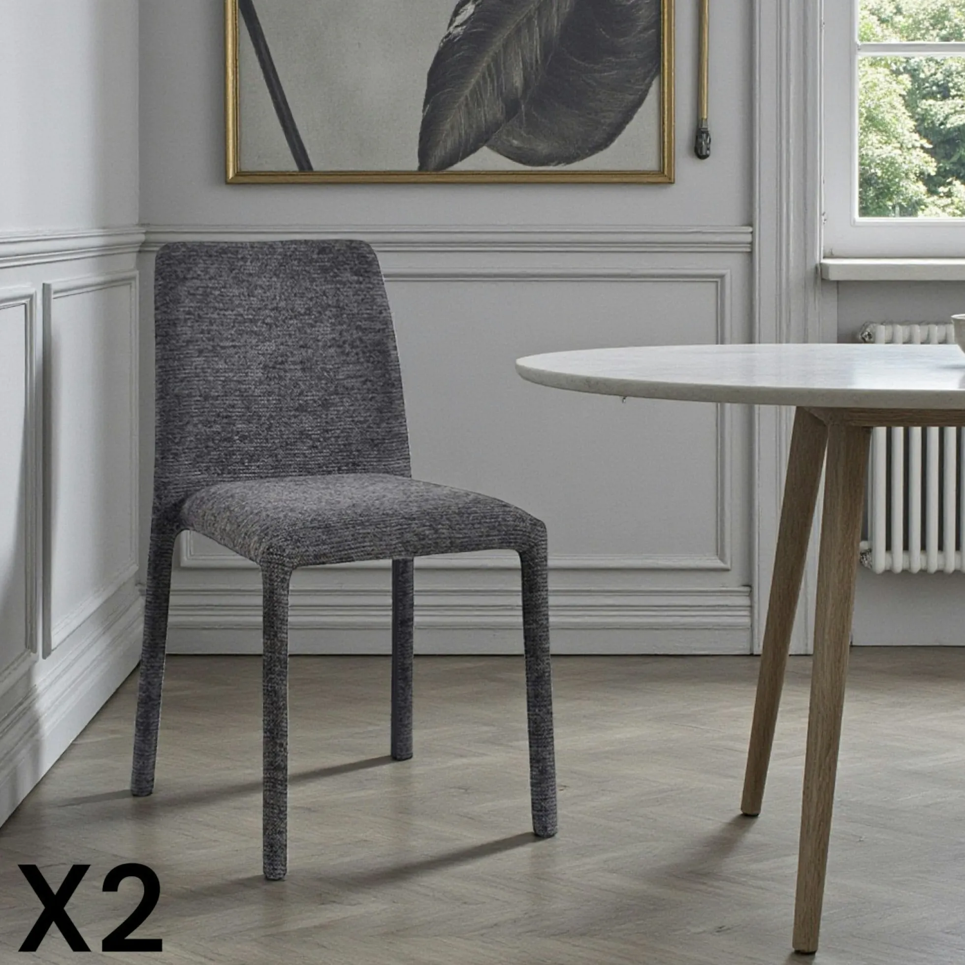 Chaise empilable grise en tissu (lot de 2) ESSEN