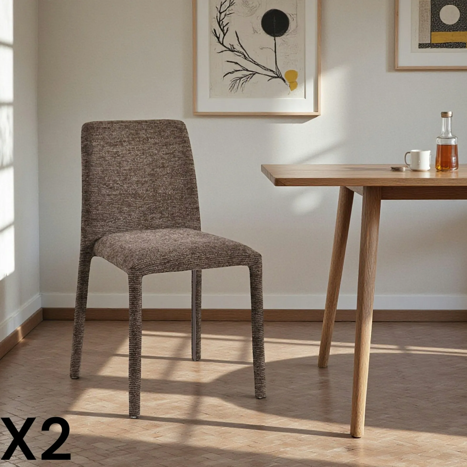 Chaise empilable marron en tissu (lot de 2) ESSEN