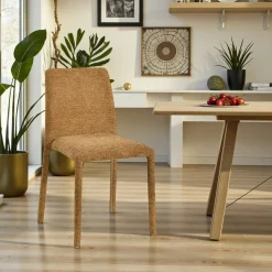 Chaise empilable moutarde en tissu (lot de 2) ESSEN