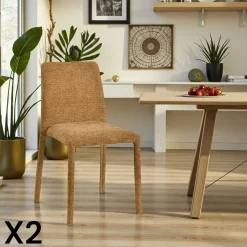 Chaise empilable moutarde en tissu (lot de 2) ESSEN