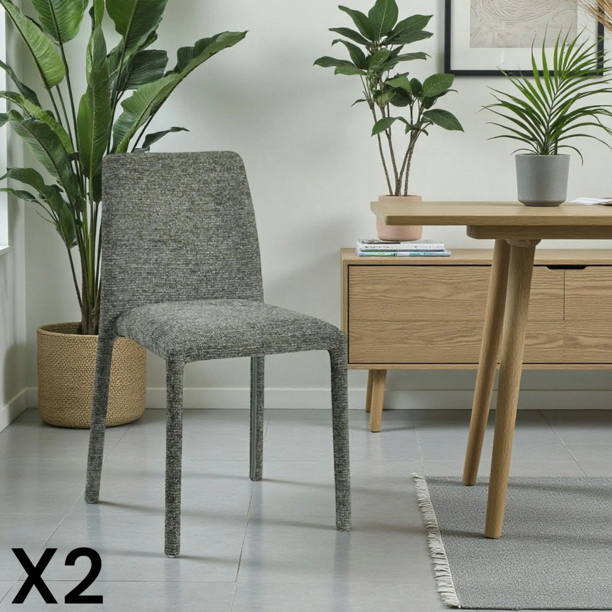 Chaise empilable verte en tissu (lot de 2) ESSEN