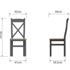 Chaise en bois avec dossier croisé finition charbon (lot de 2) COVENTRY