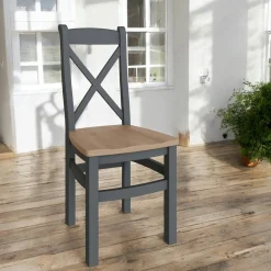 Chaise en bois avec dossier croisé finition charbon (lot de 2) COVENTRY