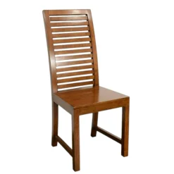 Chaise en bois d'hévéa dossier haut à barreaux NEW ORLEANS