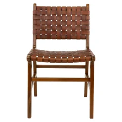 Chaise en bois et cuir tressé marron (lot de 2) MENDOZA