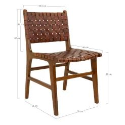 Chaise en bois et cuir tressé marron (lot de 2) MENDOZA