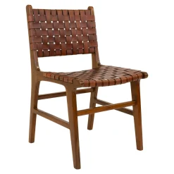 Chaise en bois et cuir tressé marron (lot de 2) MENDOZA