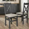 Chaise en bois et tissu avec dossier croisé finition charbon (lot de 2) COVENTRY