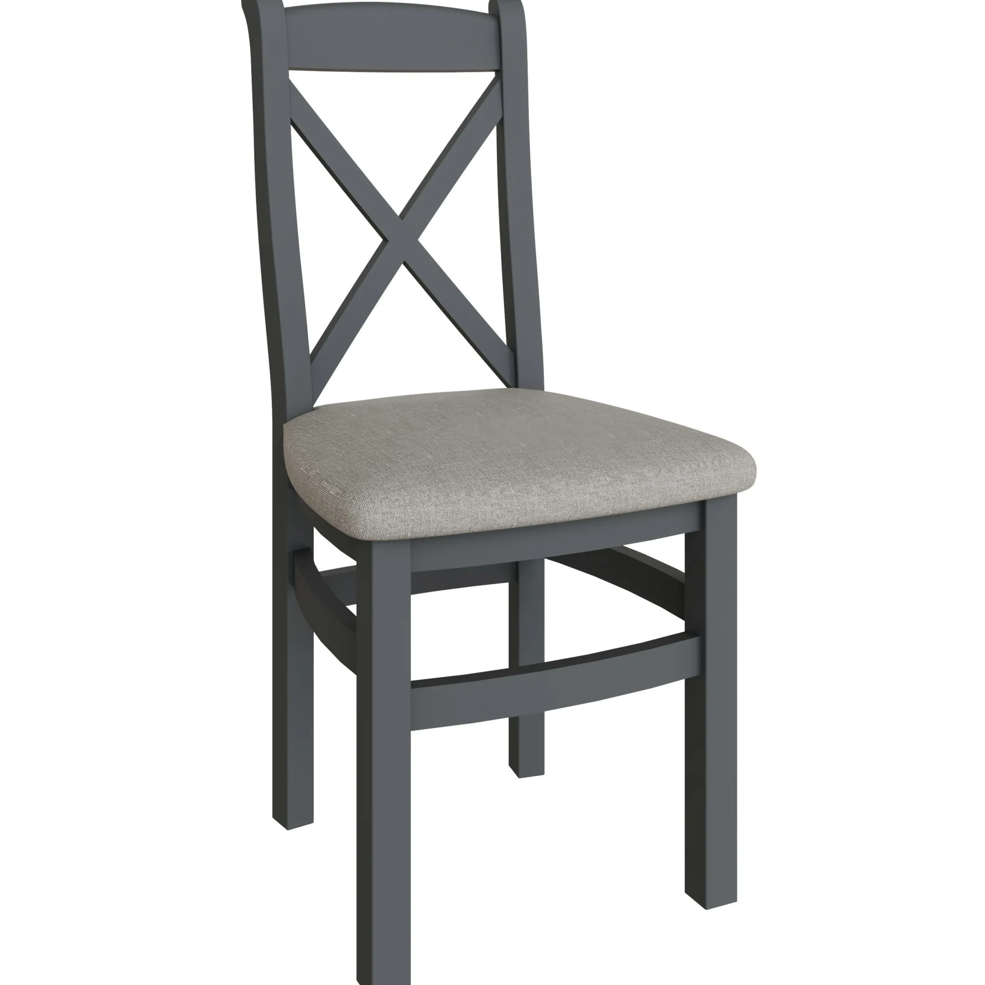 Chaise en bois et tissu avec dossier croisé finition charbon (lot de 2) COVENTRY