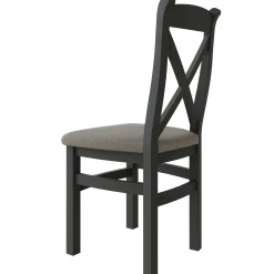 Chaise en bois et tissu avec dossier croisé finition charbon (lot de 2) COVENTRY