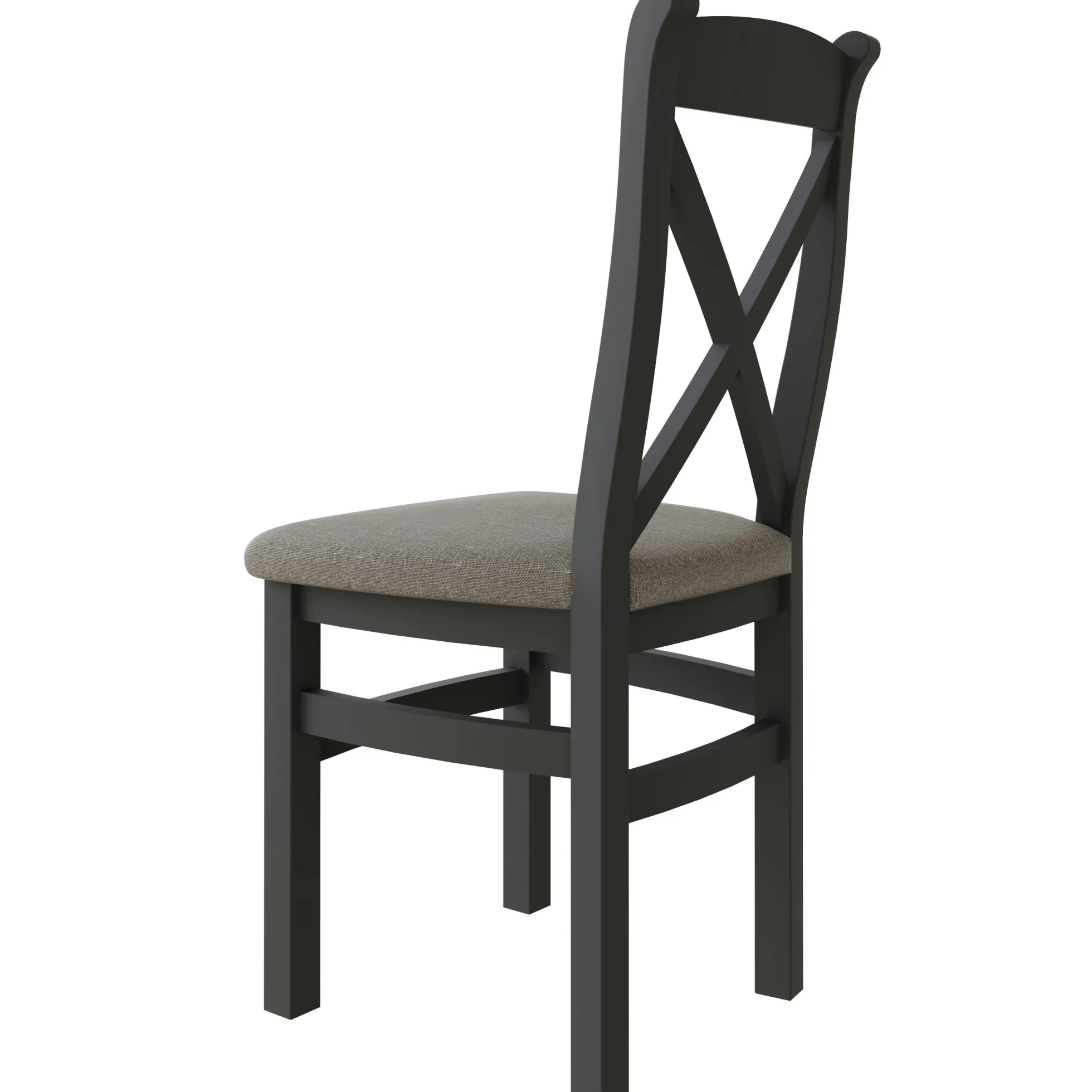 Chaise en bois et tissu avec dossier croisé finition charbon (lot de 2) COVENTRY