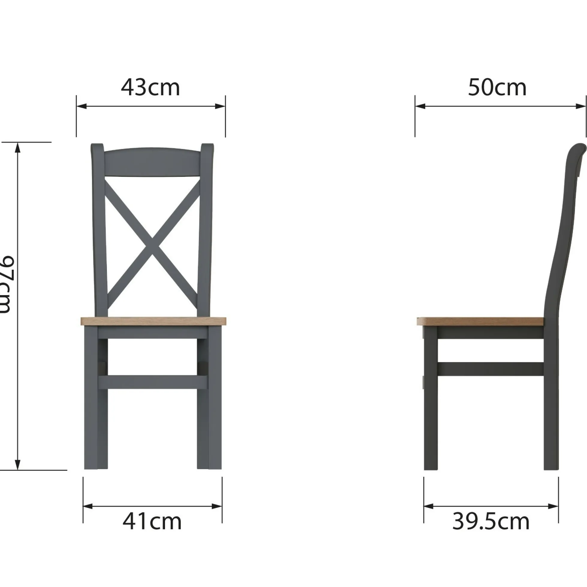 Chaise en bois et tissu avec dossier croisé finition charbon (lot de 2) COVENTRY