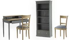 Chaise en bois et tissu gris LEON AMADEUS