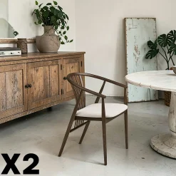 Chaise en bois foncé à dossier arrondi (lot de 2) AMSTERDAM