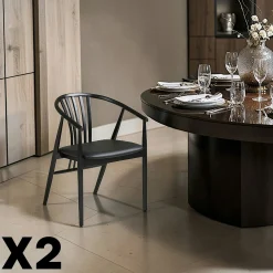 Chaise en bois noir à dossier arrondi (lot de 2) AMSTERDAM