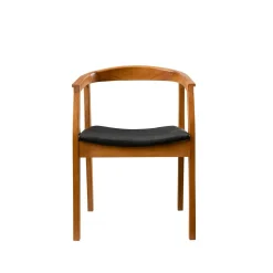 Chaise en bois ronde - assise noire TENA