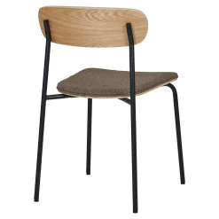 Chaise en bois style écolier avec assise tissu marron (lot de 2) BERLIN