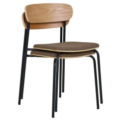 Chaise en bois style écolier avec assise tissu marron (lot de 2) BERLIN