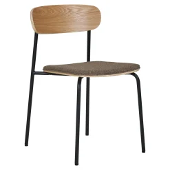 Chaise en bois style écolier avec assise tissu marron (lot de 2) BERLIN
