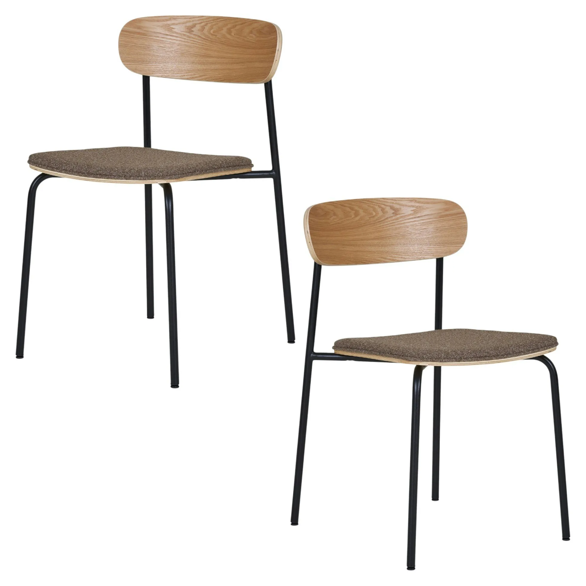 Chaise en bois style écolier avec assise tissu marron (lot de 2) BERLIN