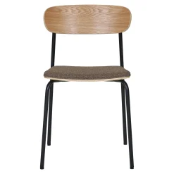 Chaise en bois style écolier avec assise tissu marron (lot de 2) BERLIN
