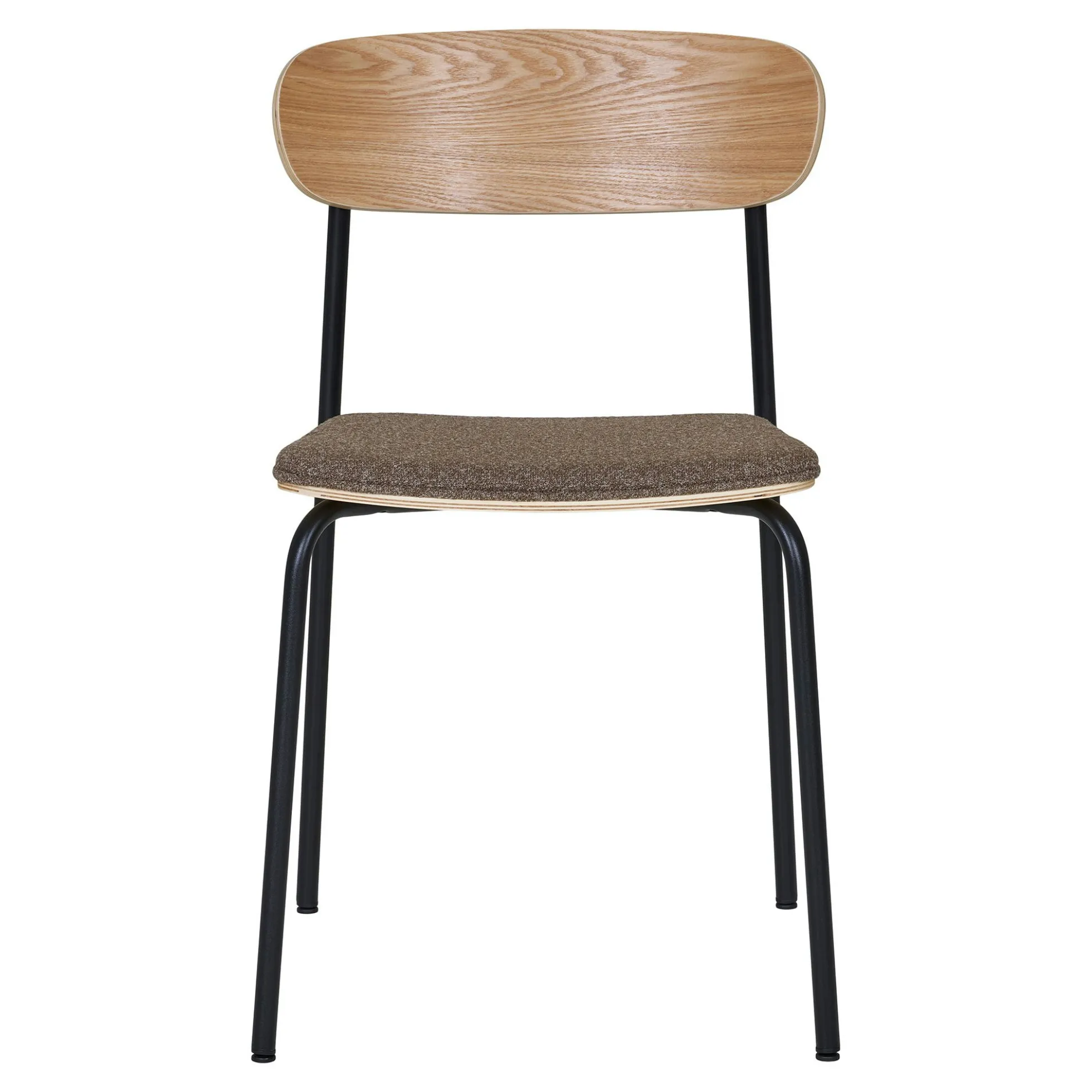 Chaise en bois style écolier avec assise tissu marron (lot de 2) BERLIN