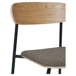 Chaise en bois style écolier avec assise tissu marron (lot de 2) BERLIN