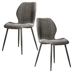 Chaise en bouclette grise à rayures (lot de 2) GALWAY