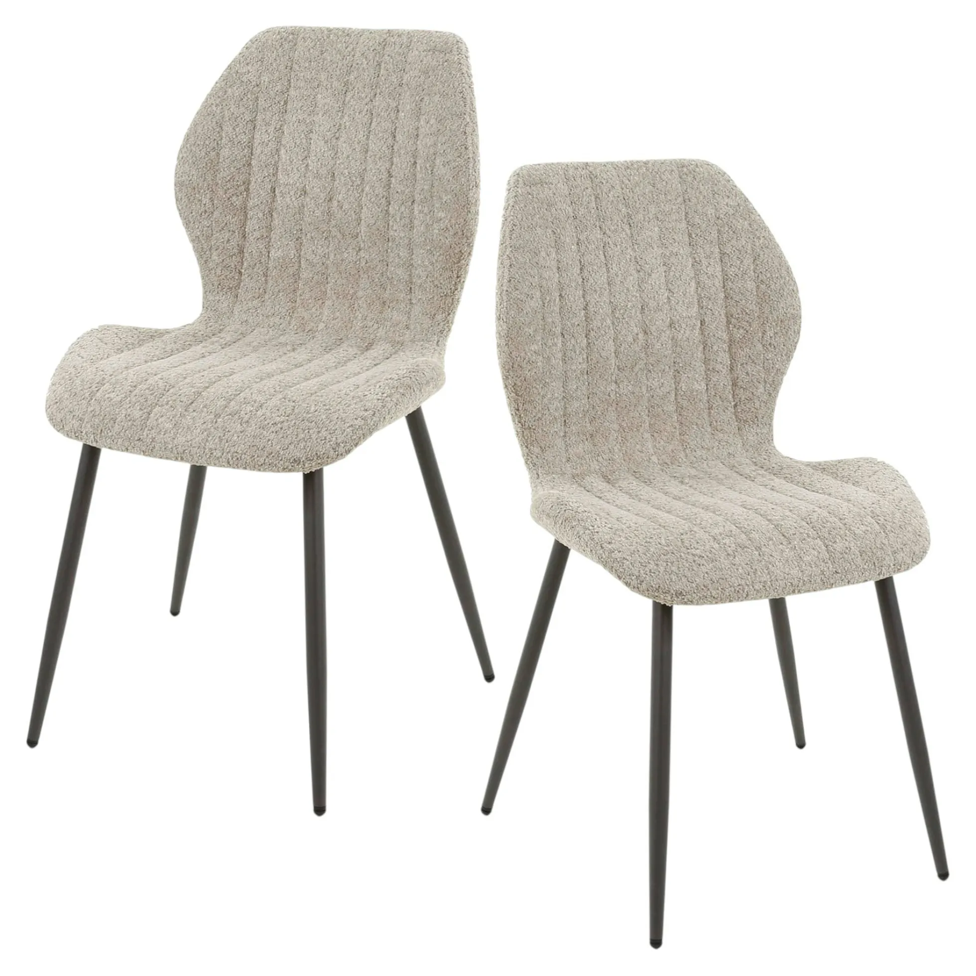 Chaise en bouclette sable à rayures (lot de 2) GALWAY
