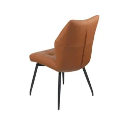 Chaise en cuir cognac design damier (lot de 2) LOMBARDIE