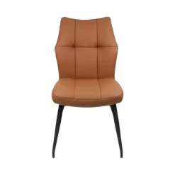 Chaise en cuir cognac design damier (lot de 2) LOMBARDIE