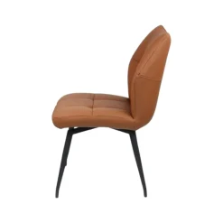 Chaise en cuir cognac design damier (lot de 2) LOMBARDIE