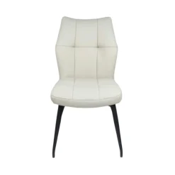 Chaise en cuir ivoire design damier (lot de 2) LOMBARDIE