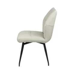 Chaise en cuir ivoire design damier (lot de 2) LOMBARDIE