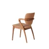 Chaise en cuir marron, accoudoirs bois brun ALDER