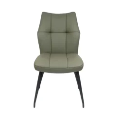 Chaise en cuir vert design damier (lot de 2) LOMBARDIE