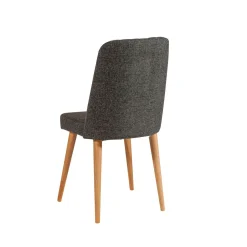 Chaise en lin gris - dossier rainuré et pieds bois ROSARIO