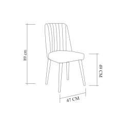 Chaise en lin gris - dossier rainuré et pieds bois ROSARIO