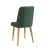 Chaise en lin vert - dossier rainuré et pieds bois ROSARIO