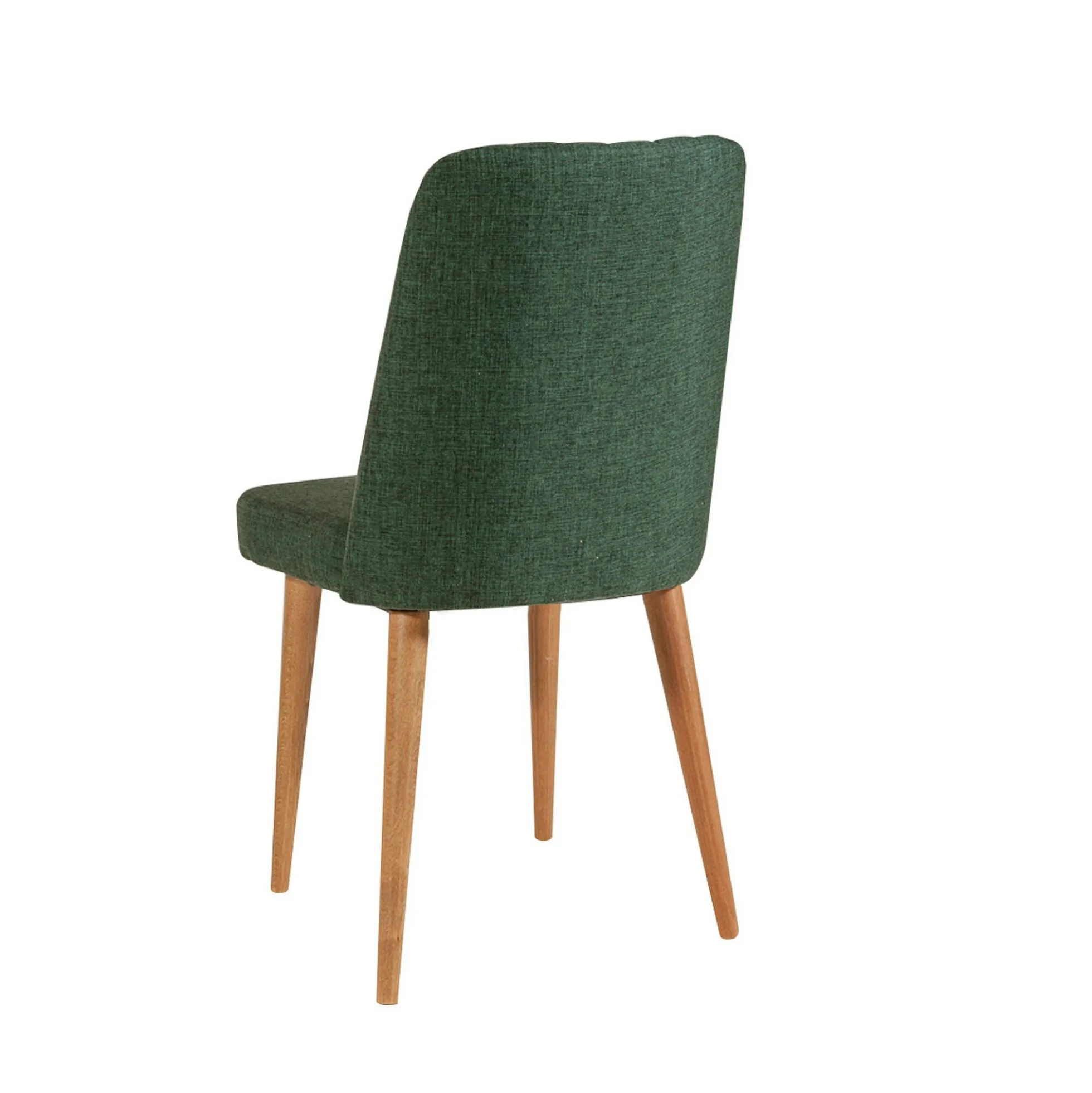 Chaise en lin vert - dossier rainuré et pieds bois ROSARIO