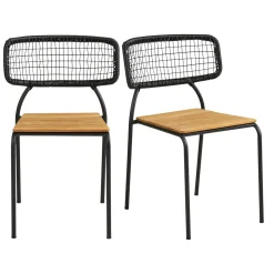 Chaise en teck et métal noir (lot de 2) LAKEWOOD