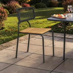 Chaise en teck et métal noir (lot de 2) LAKEWOOD
