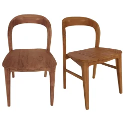 Chaise en teck massif à dossier arrondi (lot de 2) DEPOK